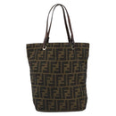 FENDI Zucca Canvas Tote Bag Black Brown Auth 188589-13
