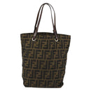 FENDI Zucca Canvas Tote Bag Black Brown Auth 188589-2