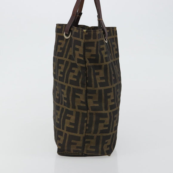 FENDI Zucca Canvas Tote Bag Black Brown Auth 188589
