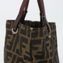 FENDI Zucca Canvas Tote Bag Black Brown Auth 188589-4