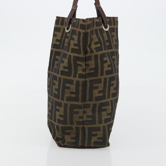 FENDI Zucca Canvas Tote Bag Black Brown Auth 188589