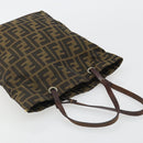 FENDI Zucca Canvas Tote Bag Black Brown Auth 188589-7