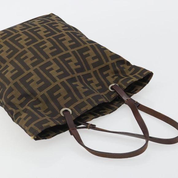 FENDI Zucca Canvas Tote Bag Black Brown Auth 188589