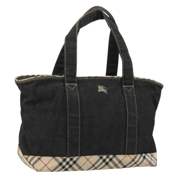 BURBERRY Hand Bag Denim Black Silver Auth 188591A