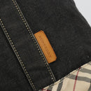 BURBERRY Hand Bag Denim Black Silver Auth 188591A-17