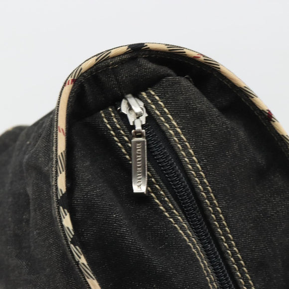 BURBERRY Hand Bag Denim Black Silver Auth 188591A