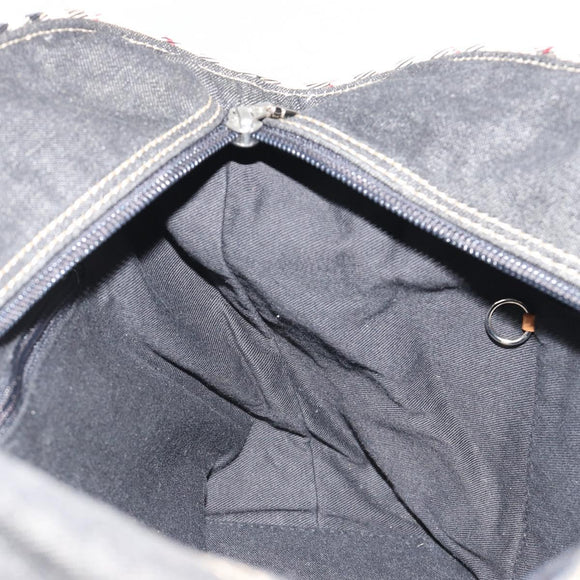 BURBERRY Hand Bag Denim Black Silver Auth 188591A