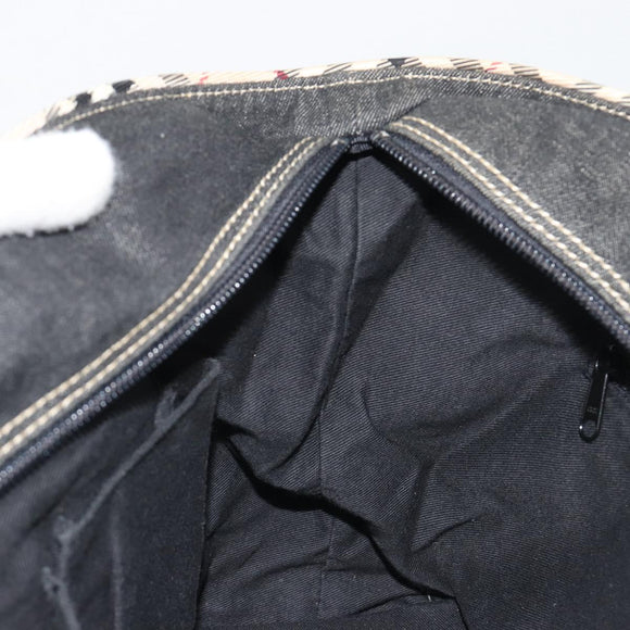 BURBERRY Hand Bag Denim Black Silver Auth 188591A