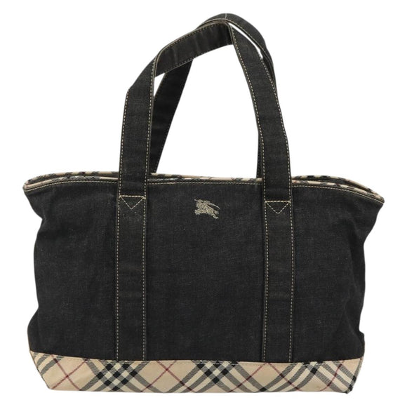 BURBERRY Hand Bag Denim Black Silver Auth 188591A