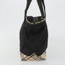BURBERRY Hand Bag Denim Black Silver Auth 188591A-3