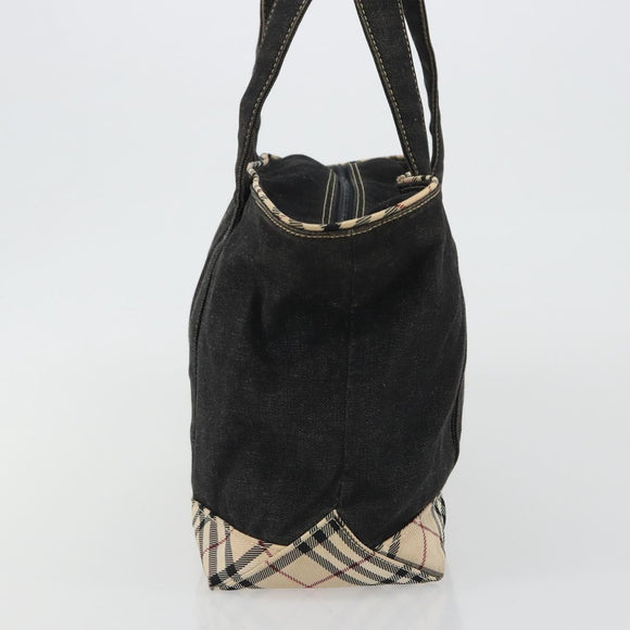 BURBERRY Hand Bag Denim Black Silver Auth 188591A