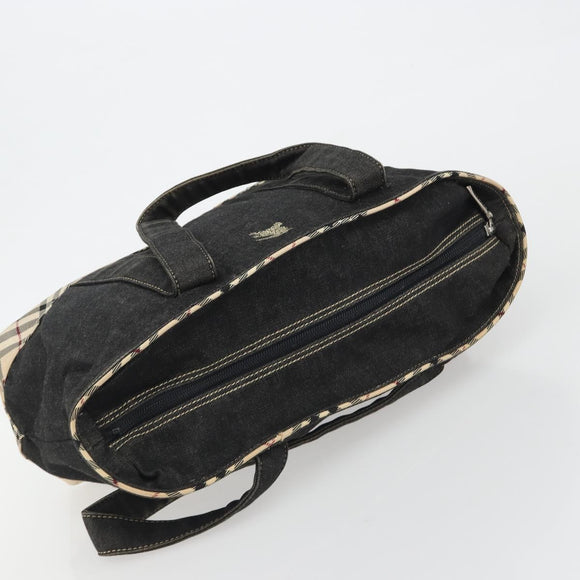 BURBERRY Hand Bag Denim Black Silver Auth 188591A