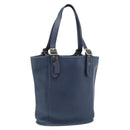 Coach Tote Bag Leather Blue Gold Auth 188592-1