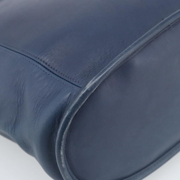 Coach Tote Bag Leather Blue Gold Auth 188592