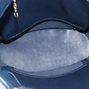 Coach Tote Bag Leather Blue Gold Auth 188592-16