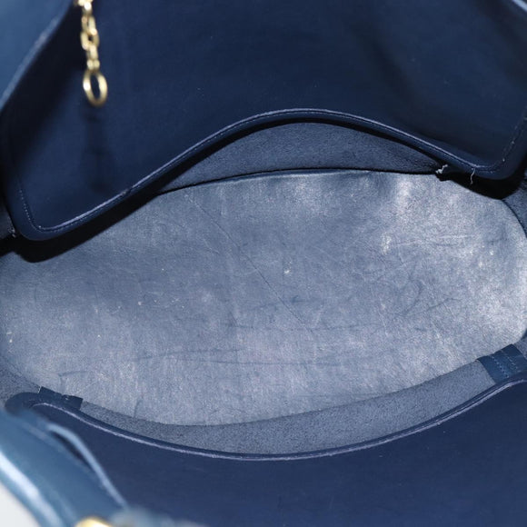 Coach Tote Bag Leather Blue Gold Auth 188592
