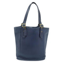 Coach Tote Bag Leather Blue Gold Auth 188592-2