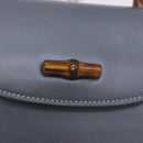 GUCCI Bamboo Hand Bag Leather 2way Light Blue Silver Auth 188593A-19