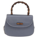 GUCCI Bamboo Hand Bag Leather 2way Light Blue Silver Auth 188593A-13