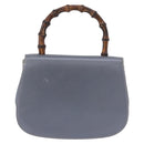 GUCCI Bamboo Hand Bag Leather 2way Light Blue Silver Auth 188593A-2