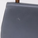 GUCCI Bamboo Hand Bag Leather 2way Light Blue Silver Auth 188593A-3