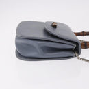 GUCCI Bamboo Hand Bag Leather 2way Light Blue Silver Auth 188593A-4
