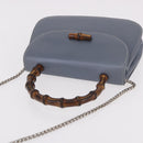 GUCCI Bamboo Hand Bag Leather 2way Light Blue Silver Auth 188593A-7