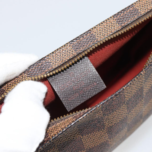 LOUIS VUITTON Damier Ebene Trousse Make Up Pouch N51982 LV Auth 188595A