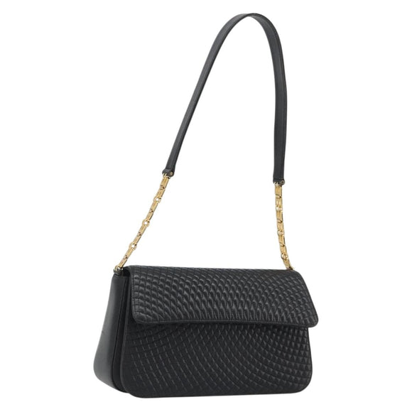 BALLY Shoulder Bag Leather Black Gold Auth 188596A