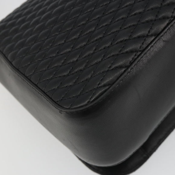 BALLY Shoulder Bag Leather Black Gold Auth 188596A