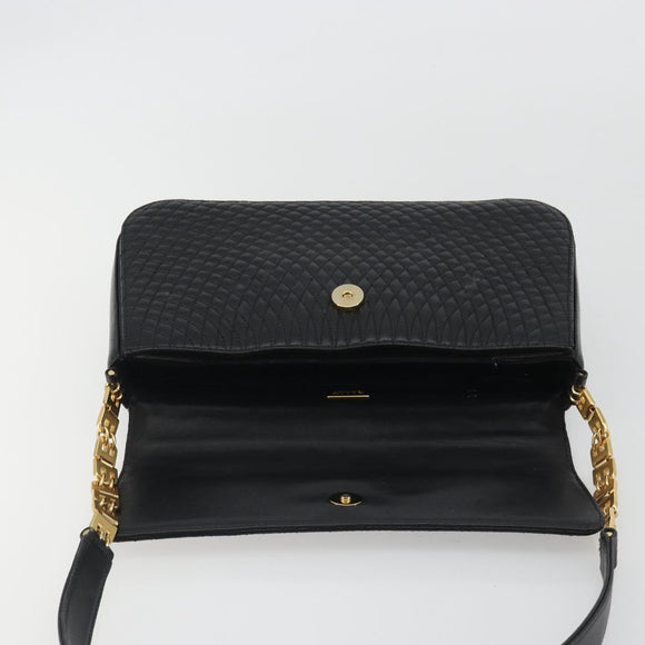 BALLY Shoulder Bag Leather Black Gold Auth 188596A