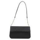 BALLY Shoulder Bag Leather Black Gold Auth 188596A-13
