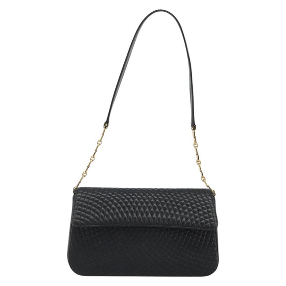 BALLY Shoulder Bag Leather Black Gold Auth 188596A