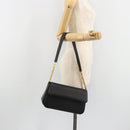 BALLY Shoulder Bag Leather Black Gold Auth 188596A-23
