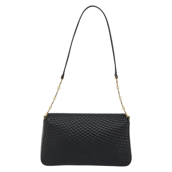 BALLY Shoulder Bag Leather Black Gold Auth 188596A