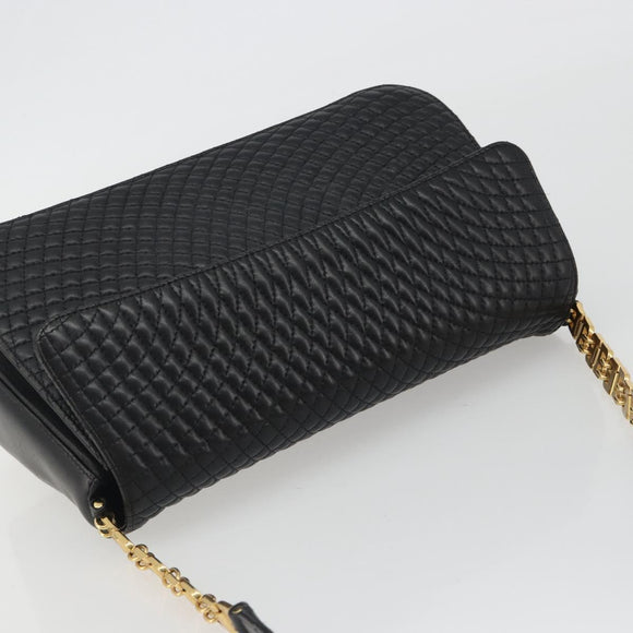 BALLY Shoulder Bag Leather Black Gold Auth 188596A