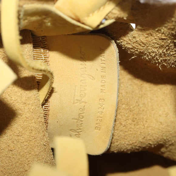 Salvatore Ferragamo Purse Hand Bag Suede Yellow Auth 188597