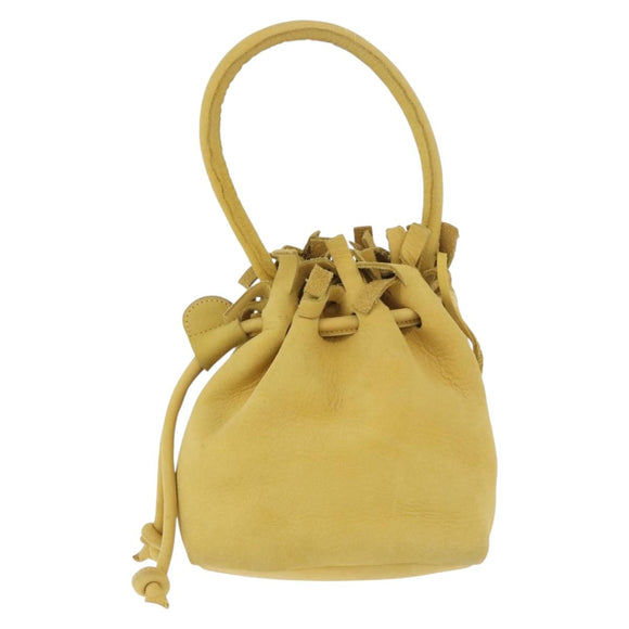 Salvatore Ferragamo Purse Hand Bag Suede Yellow Auth 188597