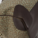 BOTTEGA VENETA Leopard Pattern Boston Bag Canvas Beige Gold Auth 188600A-14