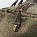 BOTTEGA VENETA Leopard Pattern Boston Bag Canvas Beige Gold Auth 188600A-17