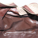 BOTTEGA VENETA Leopard Pattern Boston Bag Canvas Beige Gold Auth 188600A-18