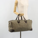 BOTTEGA VENETA Leopard Pattern Boston Bag Canvas Beige Gold Auth 188600A-21