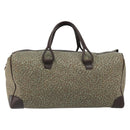 BOTTEGA VENETA Leopard Pattern Boston Bag Canvas Beige Gold Auth 188600A-13