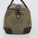 BOTTEGA VENETA Leopard Pattern Boston Bag Canvas Beige Gold Auth 188600A-3