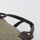 BOTTEGA VENETA Leopard Pattern Boston Bag Canvas Beige Gold Auth 188600A-8