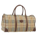 Burberrys Nova Check Boston Bag PVC Beige Gold Auth 188601-1