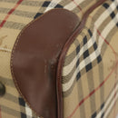 Burberrys Nova Check Boston Bag PVC Beige Gold Auth 188601-9