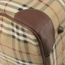 Burberrys Nova Check Boston Bag PVC Beige Gold Auth 188601-16