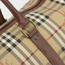 Burberrys Nova Check Boston Bag PVC Beige Gold Auth 188601-10