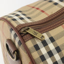 Burberrys Nova Check Boston Bag PVC Beige Gold Auth 188601-11